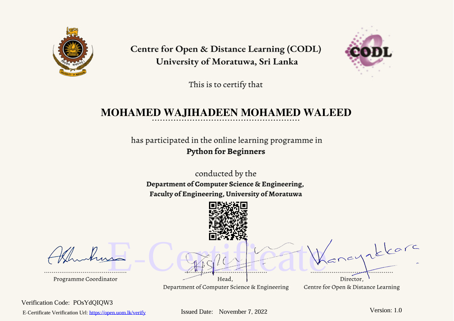 Certificate 1